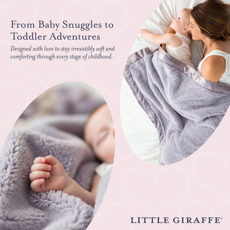 Little Giraffe Chenille Baby Blanket â€“ 29x35â€ Soft Chenille with Satin Trim, Lavender | Ultra-Soft, Gentle & Safe, Lightweight & Breathable for Newborns & Toddlers - Image 2